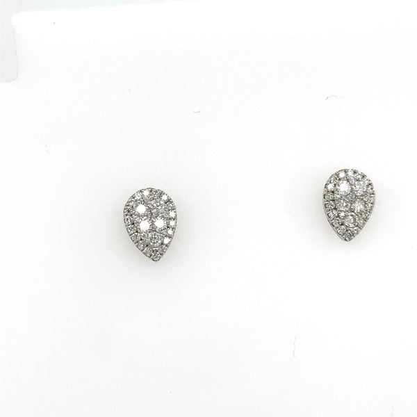 14K White Gold Diamond Pear Shape Cluster Earrings With .57 Carat - Jewelry Design Gallery of East Windsor