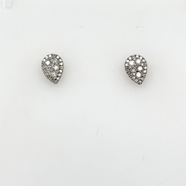 14K White Gold Diamond Pear Shape Cluster Earrings With .57 Carat - Jewelry Design Gallery of East Windsor