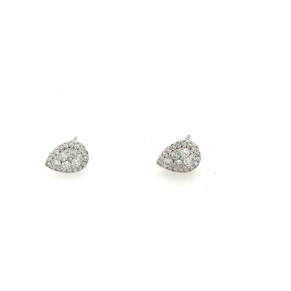 14K White Gold Diamond Pear Shape Cluster Earrings With .57 Carat - Jewelry Design Gallery of East Windsor
