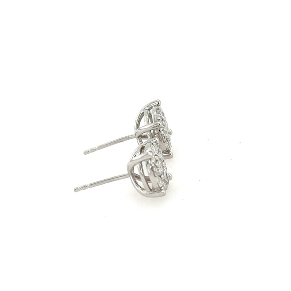 14K White Gold Round Diamond Stud earrings with 1.05ct Diamond - Jewelry Design Gallery of East Windsor