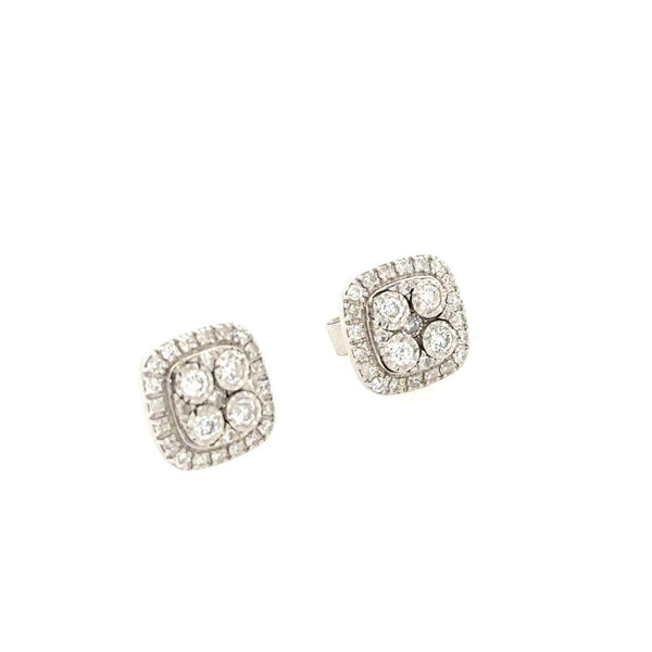 14K White Gold Diamond Cluster stud Earrings - Jewelry Design Gallery of East Windsor