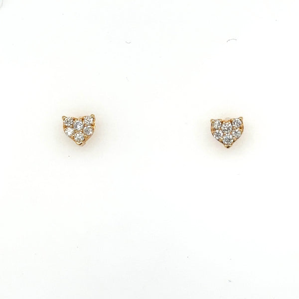 14K Yellow Gold Heart Shaped Diamond Stud earrings with .25 TDW - Jewelry Design Gallery of East Windsor