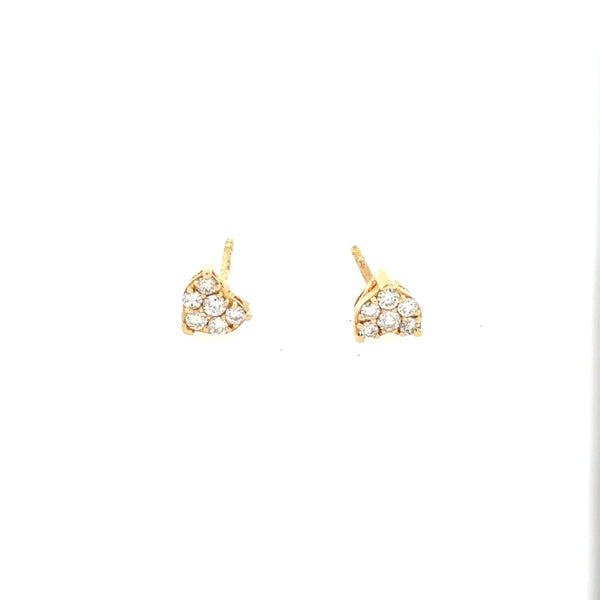 14K Yellow Gold Heart Shaped Diamond Stud earrings with .25 TDW - Jewelry Design Gallery of East Windsor