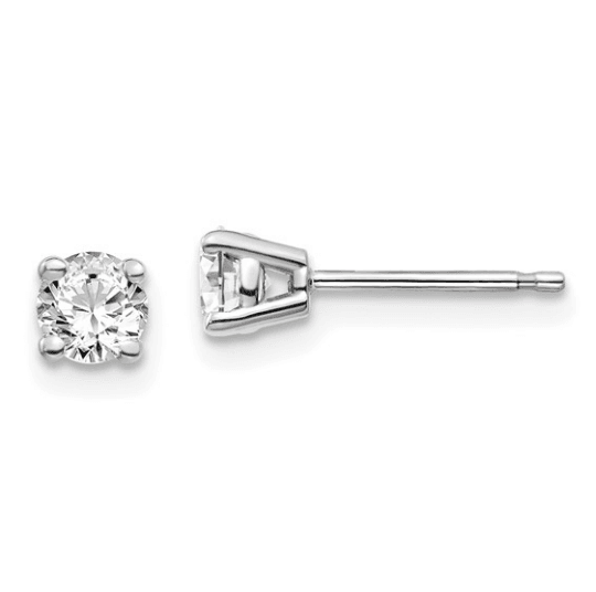 14K White Gold Diamond Solitaire Stud Earrings - Jewelry Design Gallery of East Windsor
