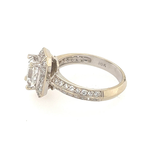 18K White Gold Emerald Cut Diamond Engagement Ring - Jewelry Design Gallery of East Windsor