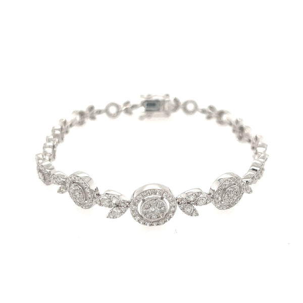 14K White Gold Circle Link Eternity Diamond Bracelet - Jewelry Design Gallery of East Windsor