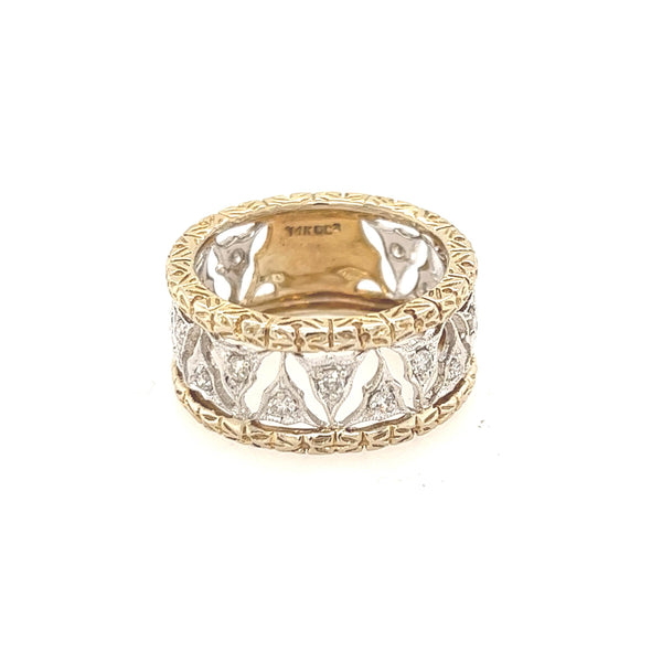 14K Two Tone Triangle Ring Band - Jewelry Design Gallery of East Windsor