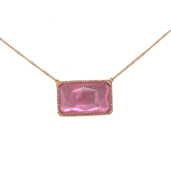 14K Rose Gold Diamond Pendant with Cable Necklace 16"