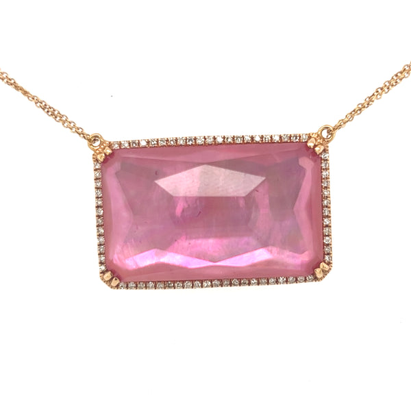 14K Rose Gold Diamond Pendant with Cable Necklace