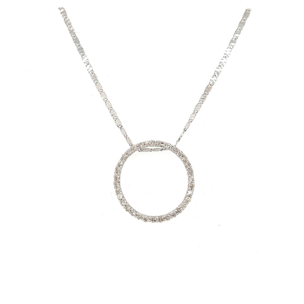 14K White Gold Circle of life Diamond Pendant Necklace - Jewelry Design Gallery of East Windsor