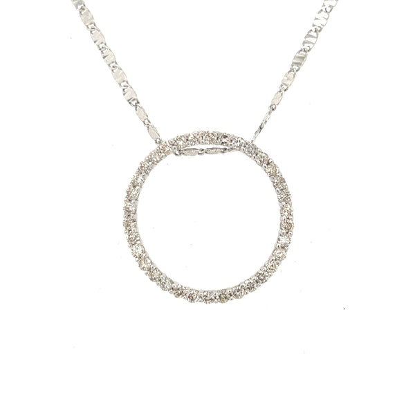 14K White Gold Circle of life Diamond Pendant Necklace - Jewelry Design Gallery of East Windsor