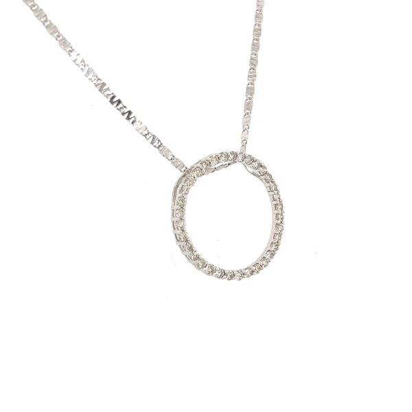 14K White Gold Circle of life Diamond Pendant Necklace - Jewelry Design Gallery of East Windsor