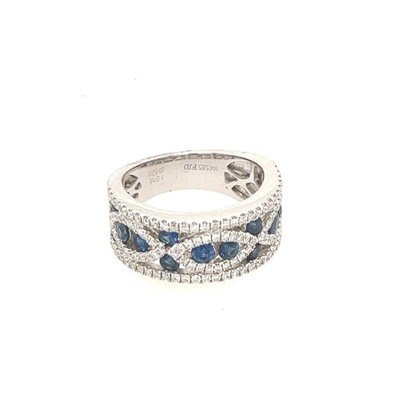14K White Gold Diamond and Sapphire Band with 0.52-Carat Diamond - Jewelry Design Gallery of East Windsor