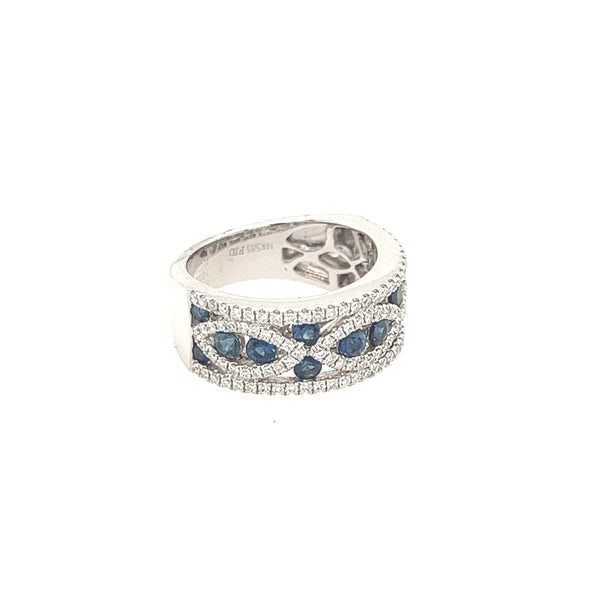 14K White Gold Diamond and Sapphire Band with 0.52-Carat Diamond - Jewelry Design Gallery of East Windsor