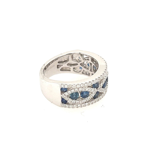 14K White Gold Diamond and Sapphire Band with 0.52-Carat Diamond - Jewelry Design Gallery of East Windsor