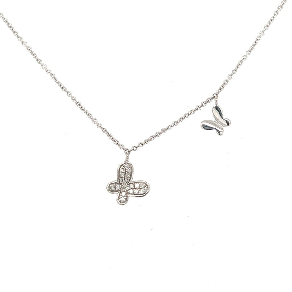 14K White Gold Butterfly Diamond Necklace - Jewelry Design Gallery of East Windsor