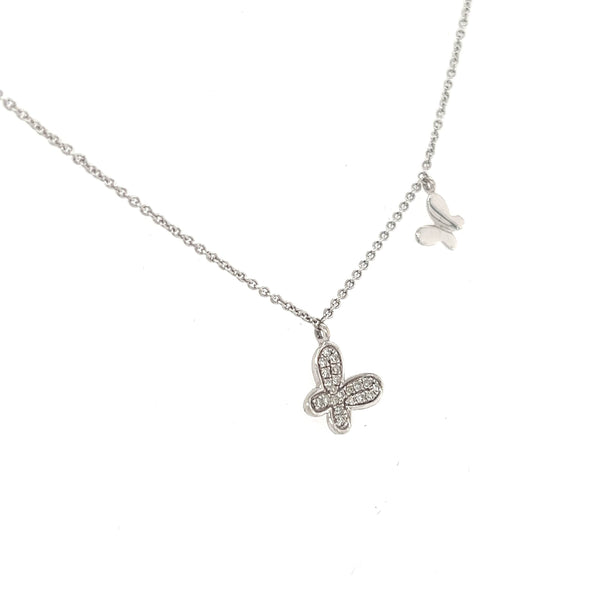 14K White Gold Butterfly Diamond Necklace - Jewelry Design Gallery of East Windsor