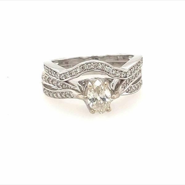 14K White Gold Diamond Engagement Ring and Band set - Jewelry Design Gallery of East Windsor