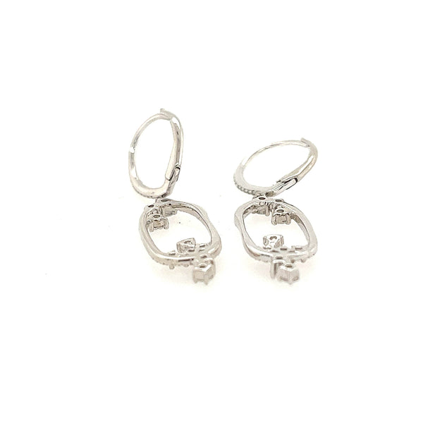 14K White Gold Diamond Dangle Earrings - Jewelry Design Gallery of East Windsor