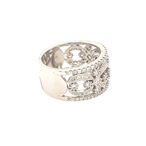 14K White Gold Intricate Diamond wedding Band - Jewelry Design Gallery of East Windsor