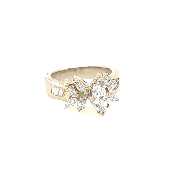 14K White Gold Marquise Diamond Engagement Ring - Jewelry Design Gallery of East Windsor
