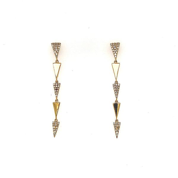 14K Yellow Gold Arrow Dangle Earrings with Diamond - Jewelry Design Gallery of East Windsor