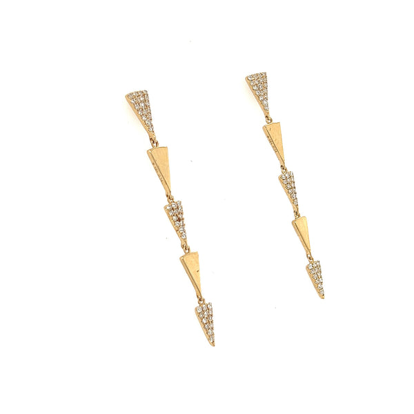 14K Yellow Gold Arrow Dangle Earrings with Diamond - Jewelry Design Gallery of East Windsor