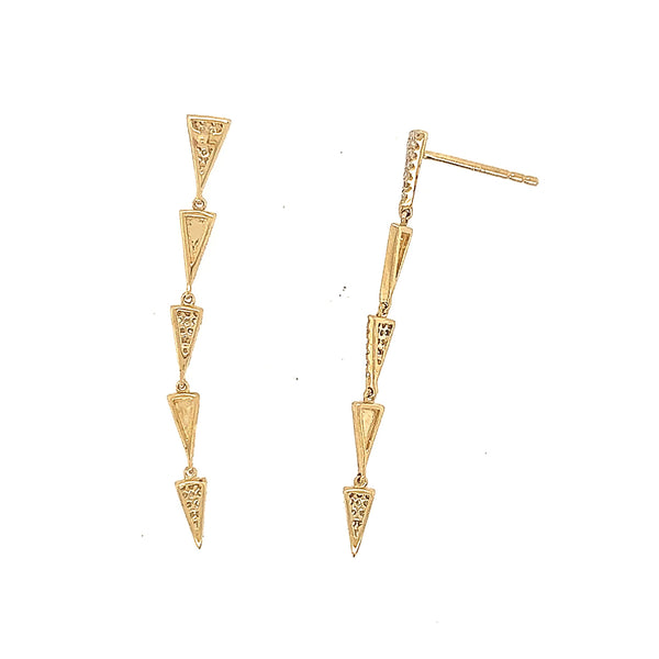 14K Yellow Gold Arrow Dangle Earrings with Diamond - Jewelry Design Gallery of East Windsor