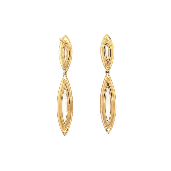 14K Yellow Gold Diamond And Mother Of Pearl Drop Earrings - Jewelry Design Gallery of East Windsor