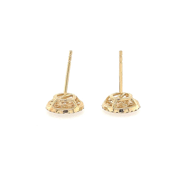 14K Yellow Gold Cluster Diamond Circle Stud Earrings - Jewelry Design Gallery of East Windsor