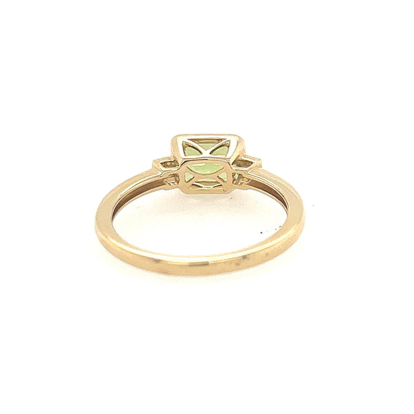 14K Yellow Gold Diamond and Peridot Minimal Ring - Jewelry Design Gallery of East Windsor