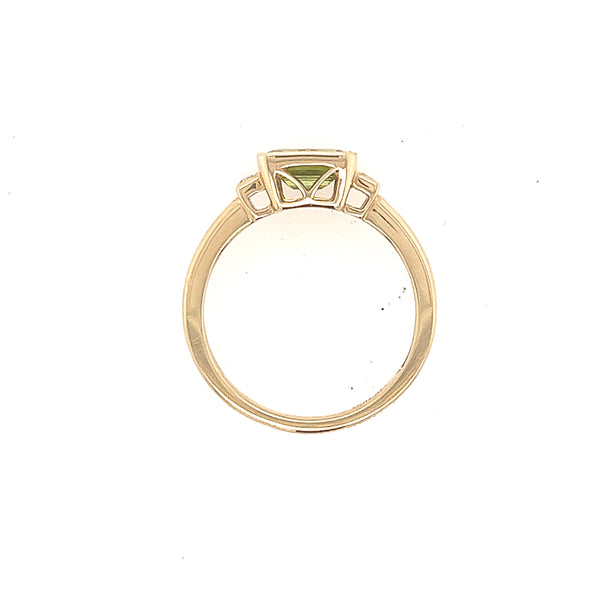 14K Yellow Gold Diamond And Peridot Minimal Ring