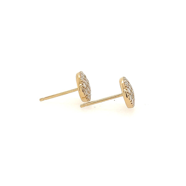 14K Yellow Gold Oval Diamond Stud Earrings