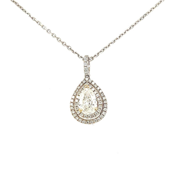 14k White Gold Diamond Pear Shaped Pendant Necklace - Jewelry Design Gallery of East Windsor