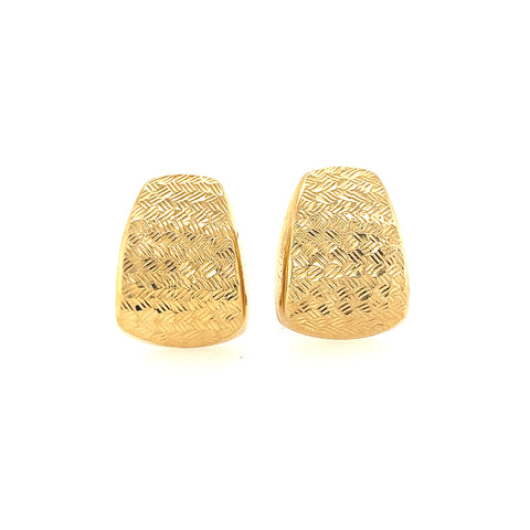 14K Yellow Gold Textured Omega Earrings