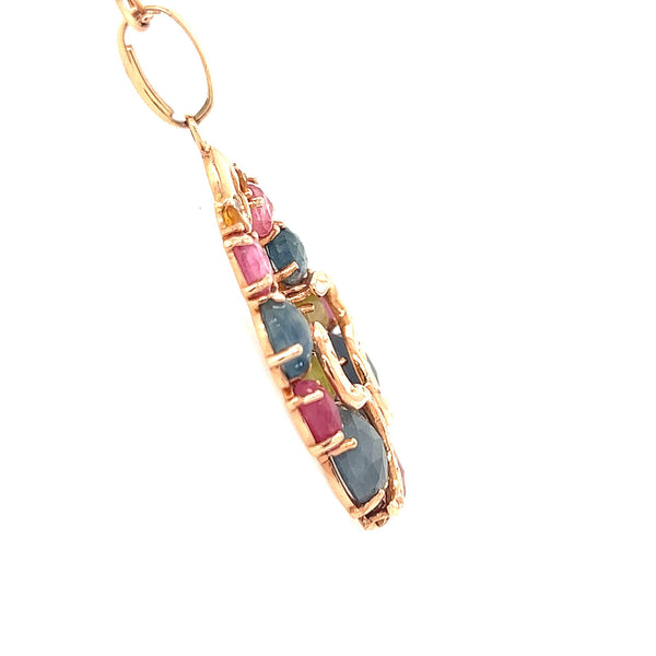 14K Rose Gold Sapphire Pendant Necklace with Diamonds - Jewelry Design Gallery of East Windsor