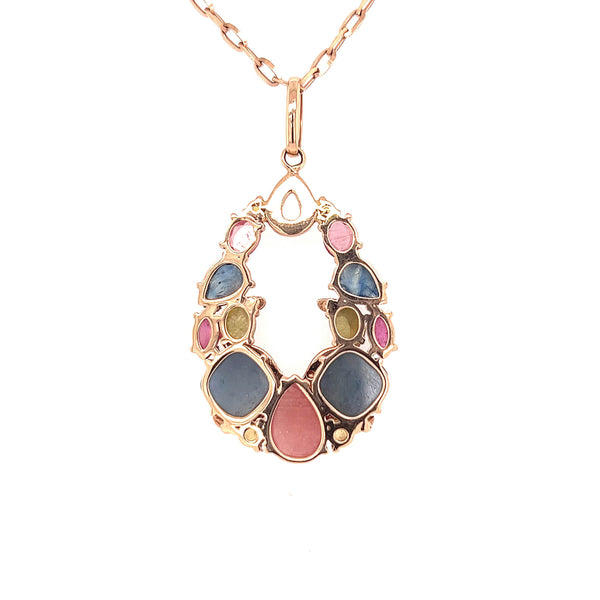 14K Rose Gold Sapphire Pendant Necklace with Diamonds - Jewelry Design Gallery of East Windsor