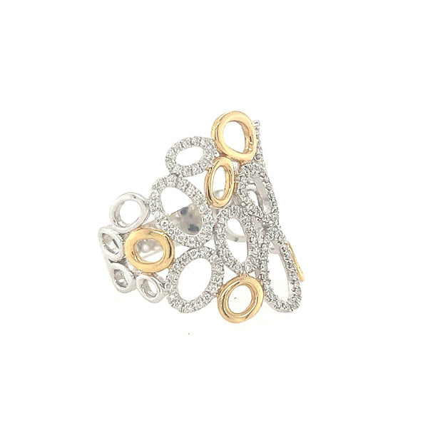 14K Two Tone Oval Diamond Statement Ring - Jewelry Design Gallery of East Windsor