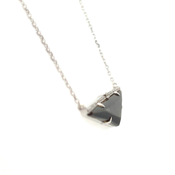 18K White Gold Diamond and Black Mother of Pearl Triangle Pendant Necklace - Jewelry Design Gallery of East Windsor