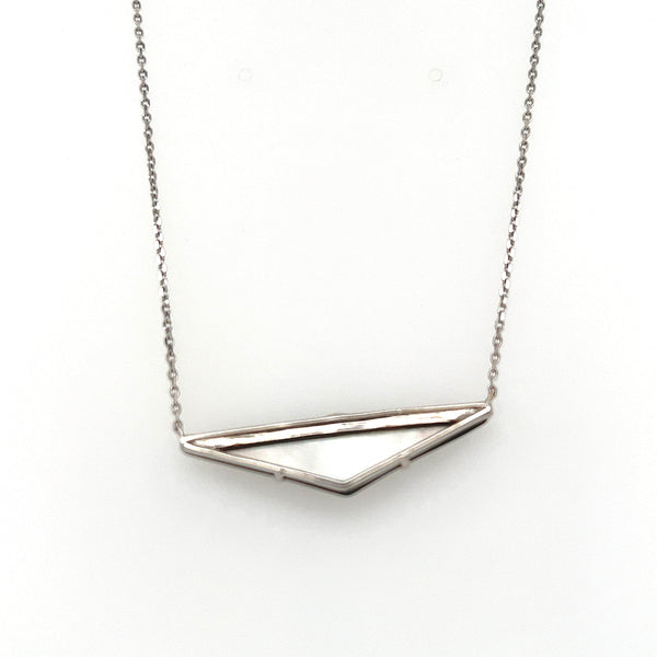 18K White Gold Diamond and Black Mother of Pearl Triangle Pendant Necklace - Jewelry Design Gallery of East Windsor