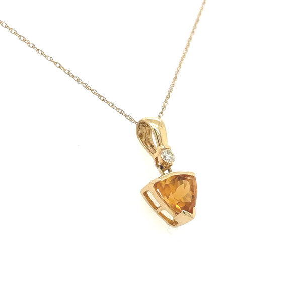 14K Yellow Gold Citrine and Diamond Pendant Necklace - Jewelry Design Gallery of East Windsor