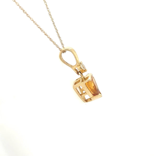 14K Yellow Gold Citrine and Diamond Pendant Necklace - Jewelry Design Gallery of East Windsor