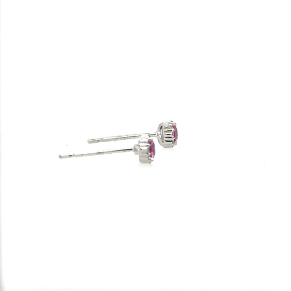 14K White Gold Pink Tourmaline and Diamond Stud Earrings - Jewelry Design Gallery of East Windsor