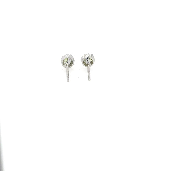 14K White Gold Green Peridot and Diamond Stud Earrings - Jewelry Design Gallery of East Windsor
