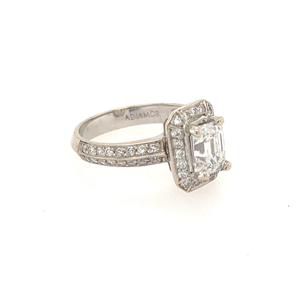 18K White Gold Emerald Cut Diamond Engagement Ring - Jewelry Design Gallery of East Windsor