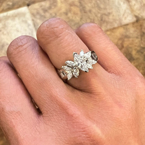 14K White Gold Marquise Diamond Engagement Ring - Jewelry Design Gallery of East Windsor