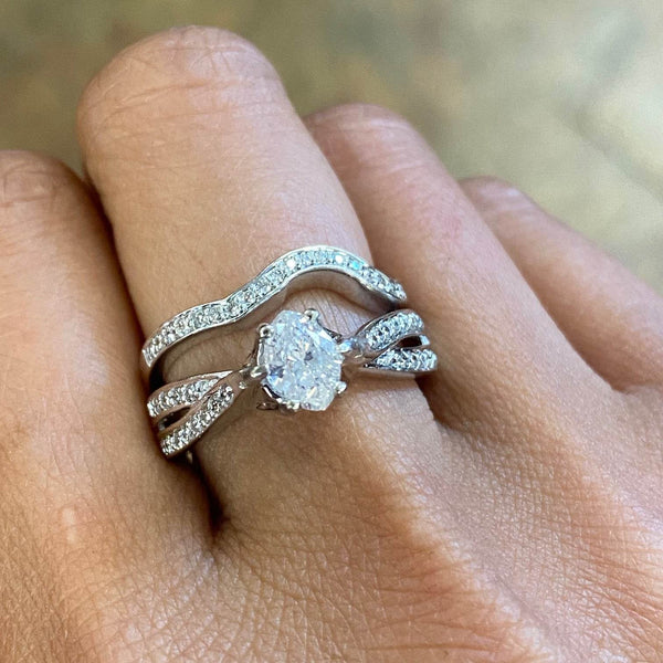 14K White Gold Diamond Engagement Ring and Band set - Jewelry Design Gallery of East Windsor