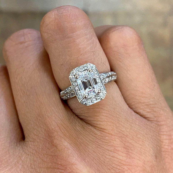 18K White Gold Emerald Cut Diamond Engagement Ring - Jewelry Design Gallery of East Windsor