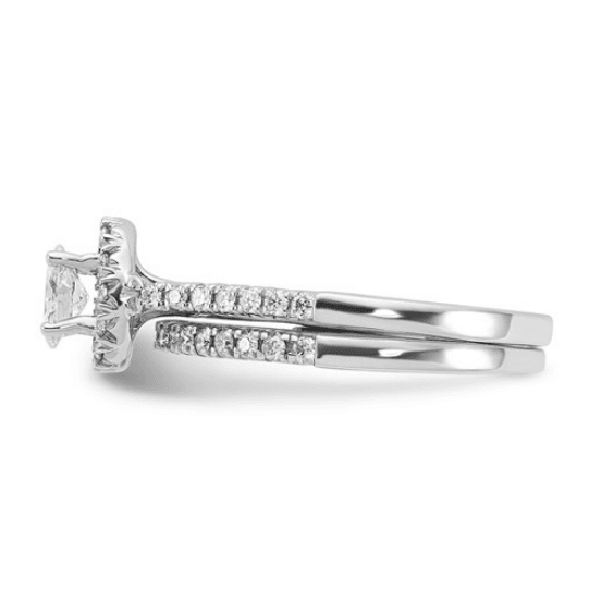 14K White Gold Halo Oval Diamond Wedding Ring Set - Jewelry Design Gallery of East Windsor