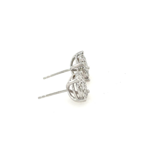 14K White Gold Medium Size Round Diamond Studs with 1.05ct Diamond